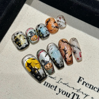 Halloween Spooky Season Press-On Nails: The Haunted House Set