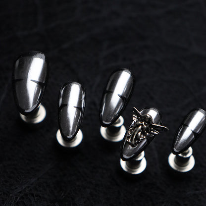 Halloween Cyber Gothic Press-On Nails: The Shadow Wing Set