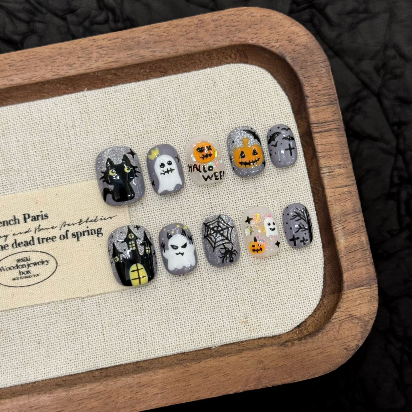 Halloween Grayscale Spooks Press-On Nails: The Ghostly Gang Set