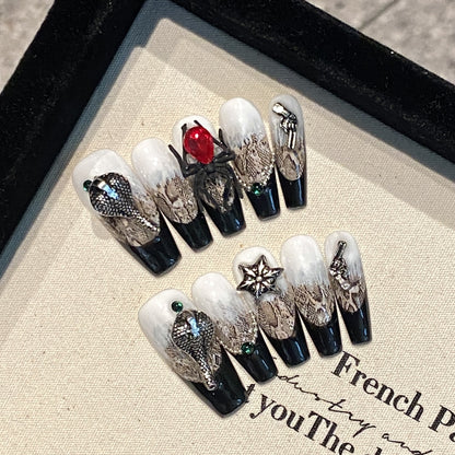 Halloween Gothic Spider Press-On Nails: The Midnight Manor Set