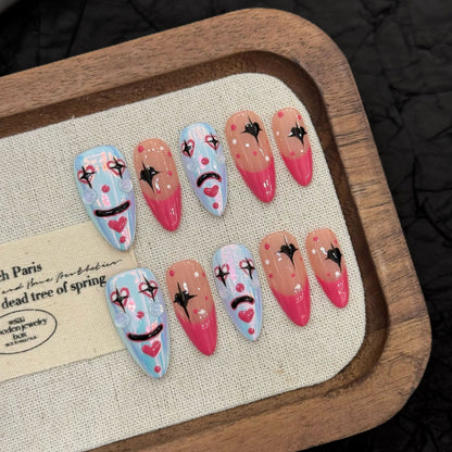 Halloween Creepy-Cute Press-On Nails: The Clowncore Set