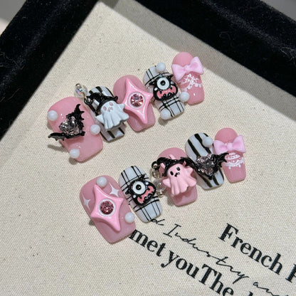 Halloween Pastel Goth Press-On Nails: The Spooky Sweetheart Set
