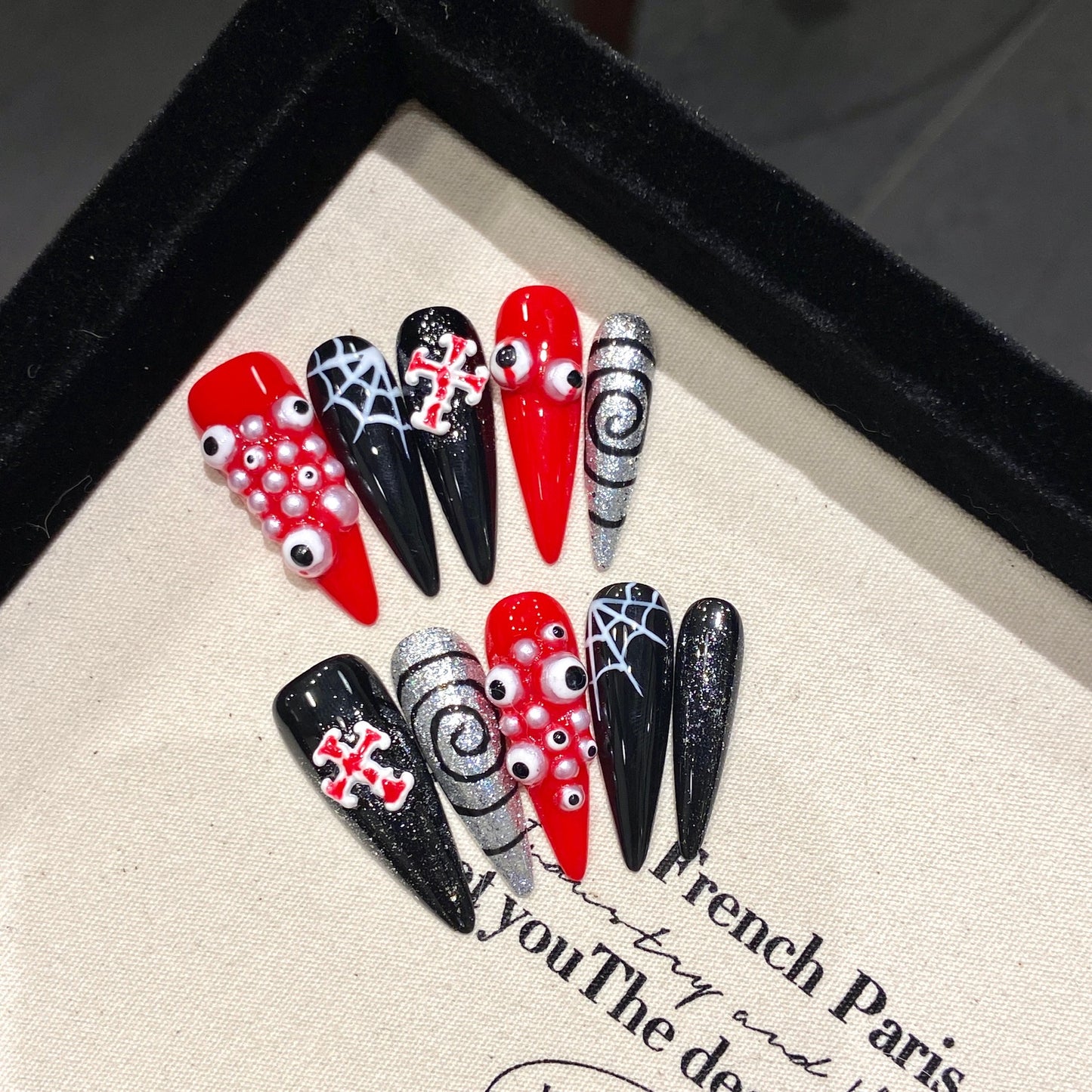 Halloween Eyeball Frenzy Press-On Nails: The Chaos Goth Set