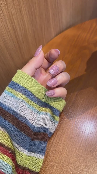 Clean Girl Glitter Mauve Press-On Nails: The Sparkle Set