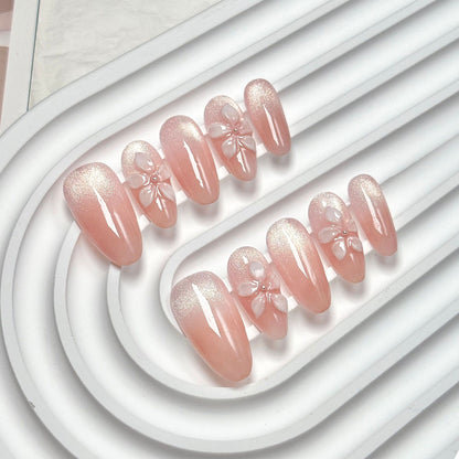 Clean Girl Glazed Pink Press-On Nails: The Floral Ombre Set