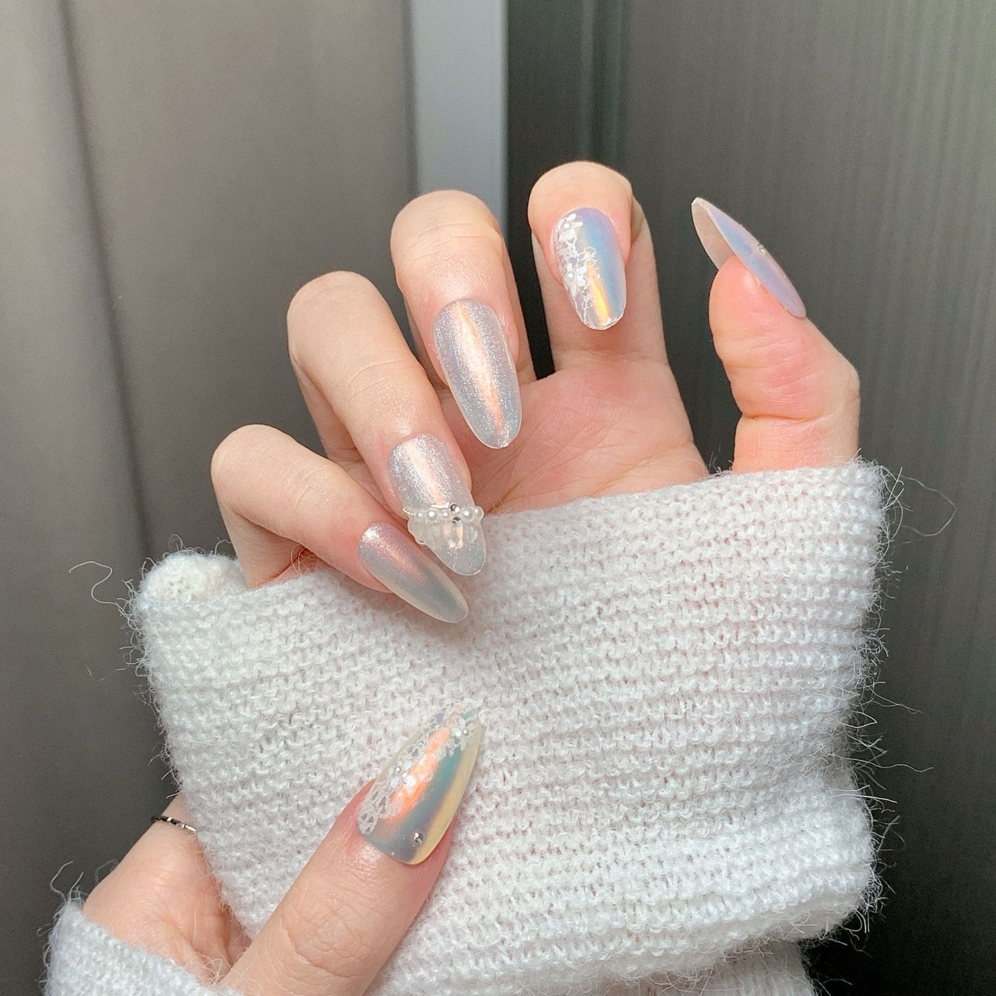 Clean Girl Iridescent Glazed Press-On Nails: The Ethereal Floral Set