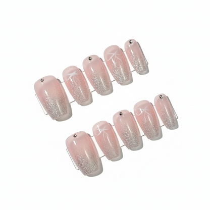 Clean Girl French Press-On Nails: The Coquette Bow Set
