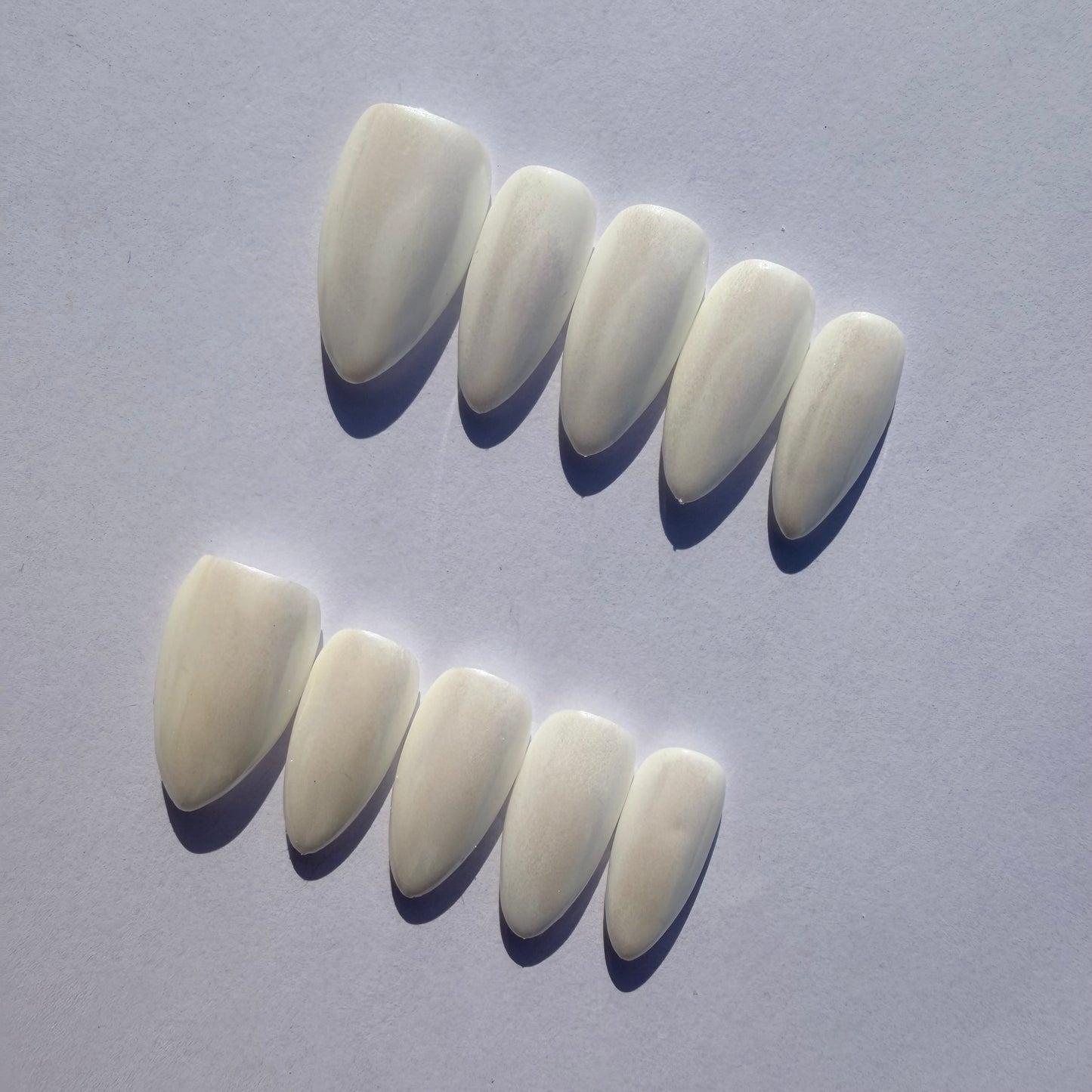 Milky White Press-On Nails – Soft Cream Gloss Nude White Nail Set for a Clean Minimal Look
