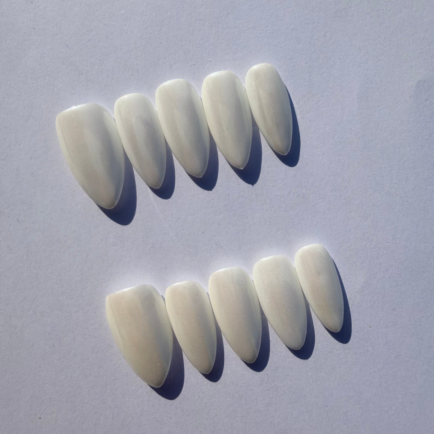 Milky White Press-On Nails – Soft Cream Gloss Nude White Nail Set for a Clean Minimal Look