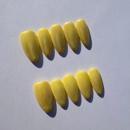 Pastel Yellow Press-On Nails – Soft Solid Almond Nail Set for Fresh Everyday Style