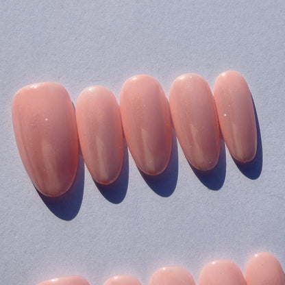 Soft Nude Pink Press-On Nails – Classic Natural Gloss Nail Set for Clean Everyday Elegance