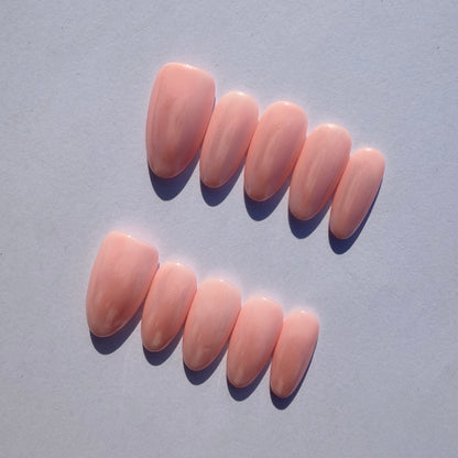 Soft Nude Pink Press-On Nails – Classic Natural Gloss Nail Set for Clean Everyday Elegance