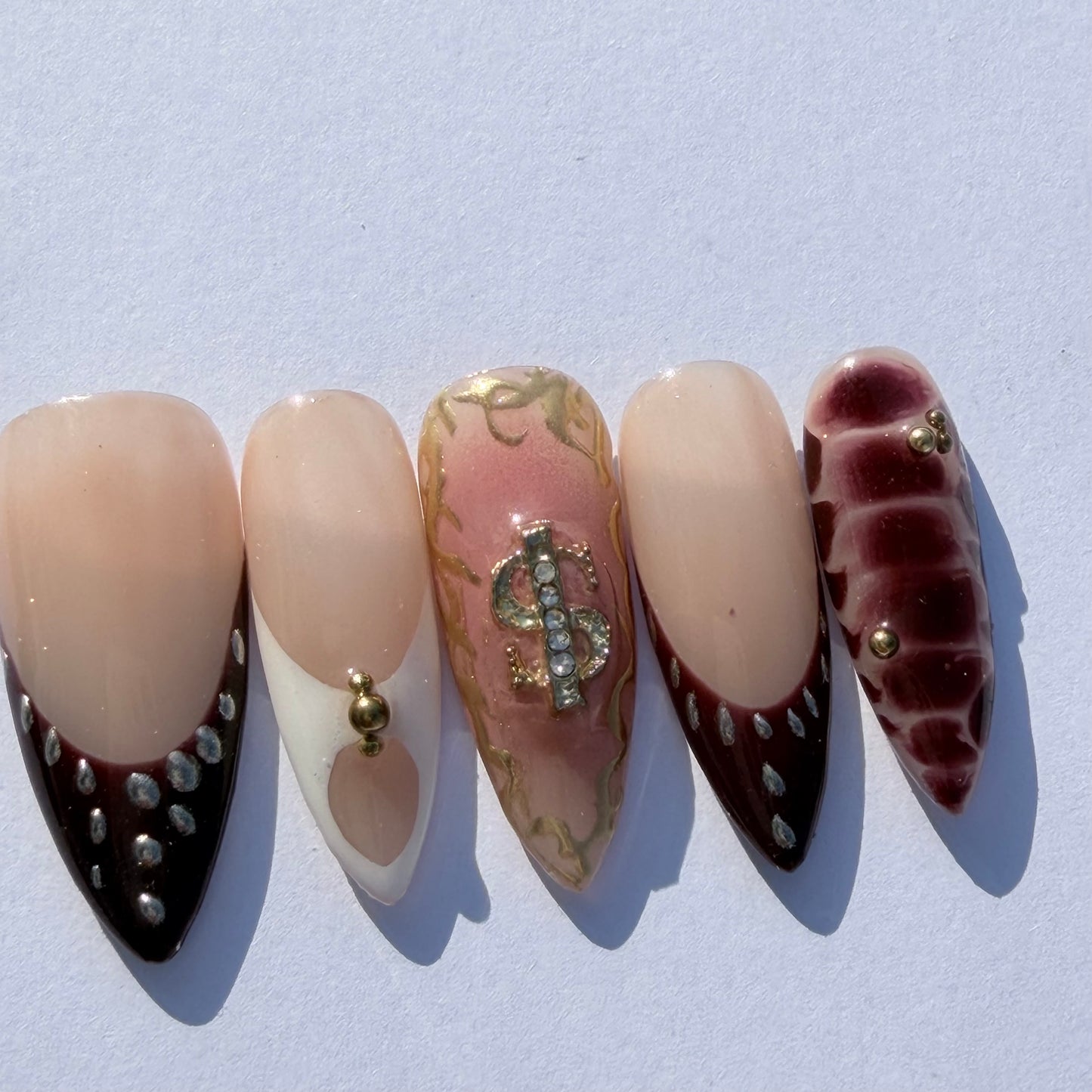 Luxury Leopard & Gold French Press-On Nails | Money Charm Art Design