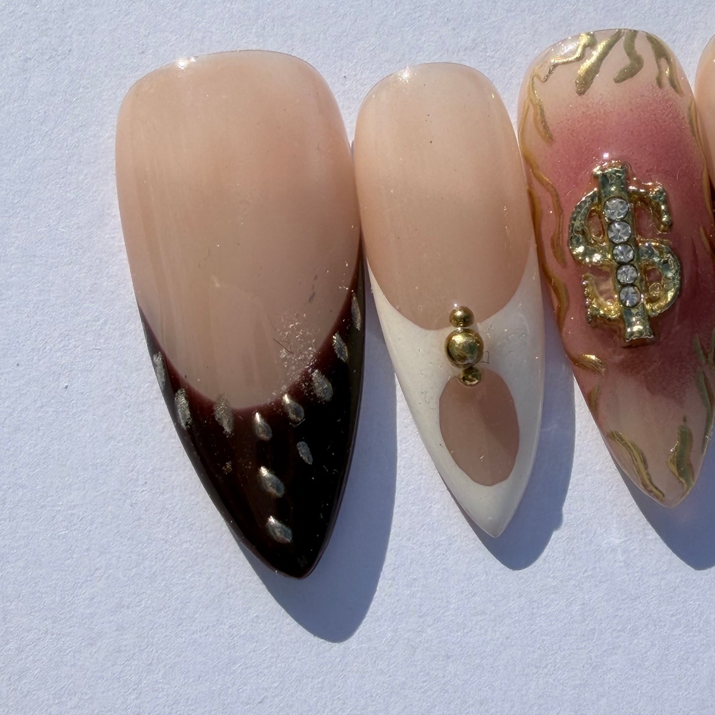 Luxury Leopard & Gold French Press-On Nails | Money Charm Art Design