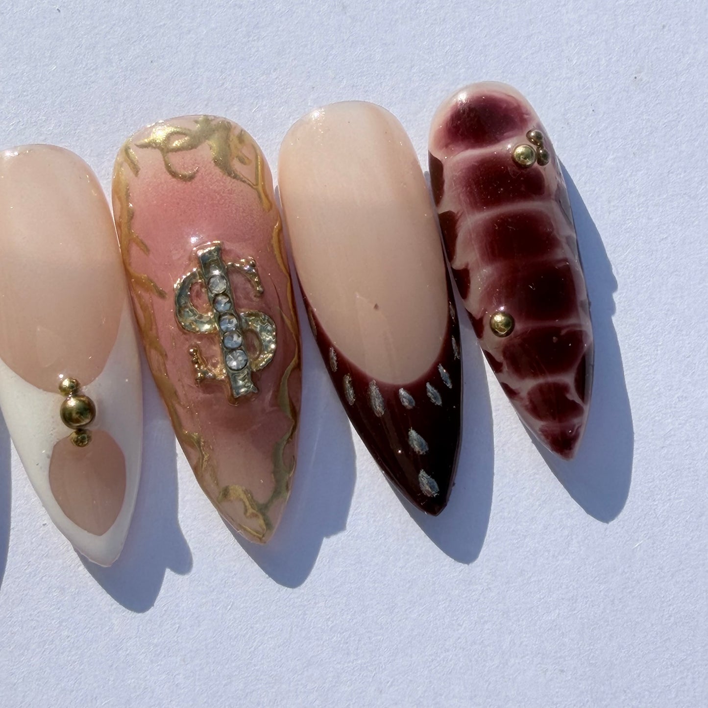 Luxury Leopard & Gold French Press-On Nails | Money Charm Art Design