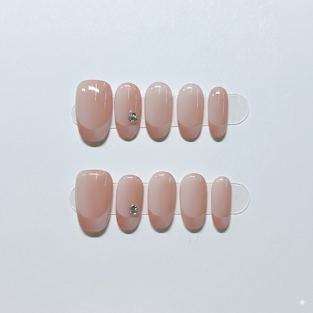 Clean Girl Nude Press-On Nails: The Subtle Gemstone Set