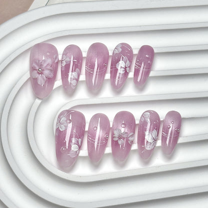 Clean Girl Iridescent Floral Press-On Nails: The Fairy Shimmer Set