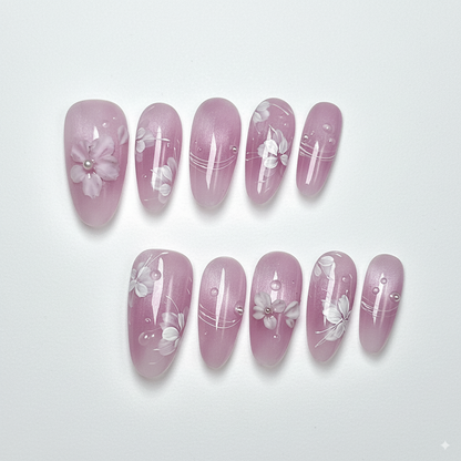 Clean Girl Iridescent Floral Press-On Nails: The Fairy Shimmer Set