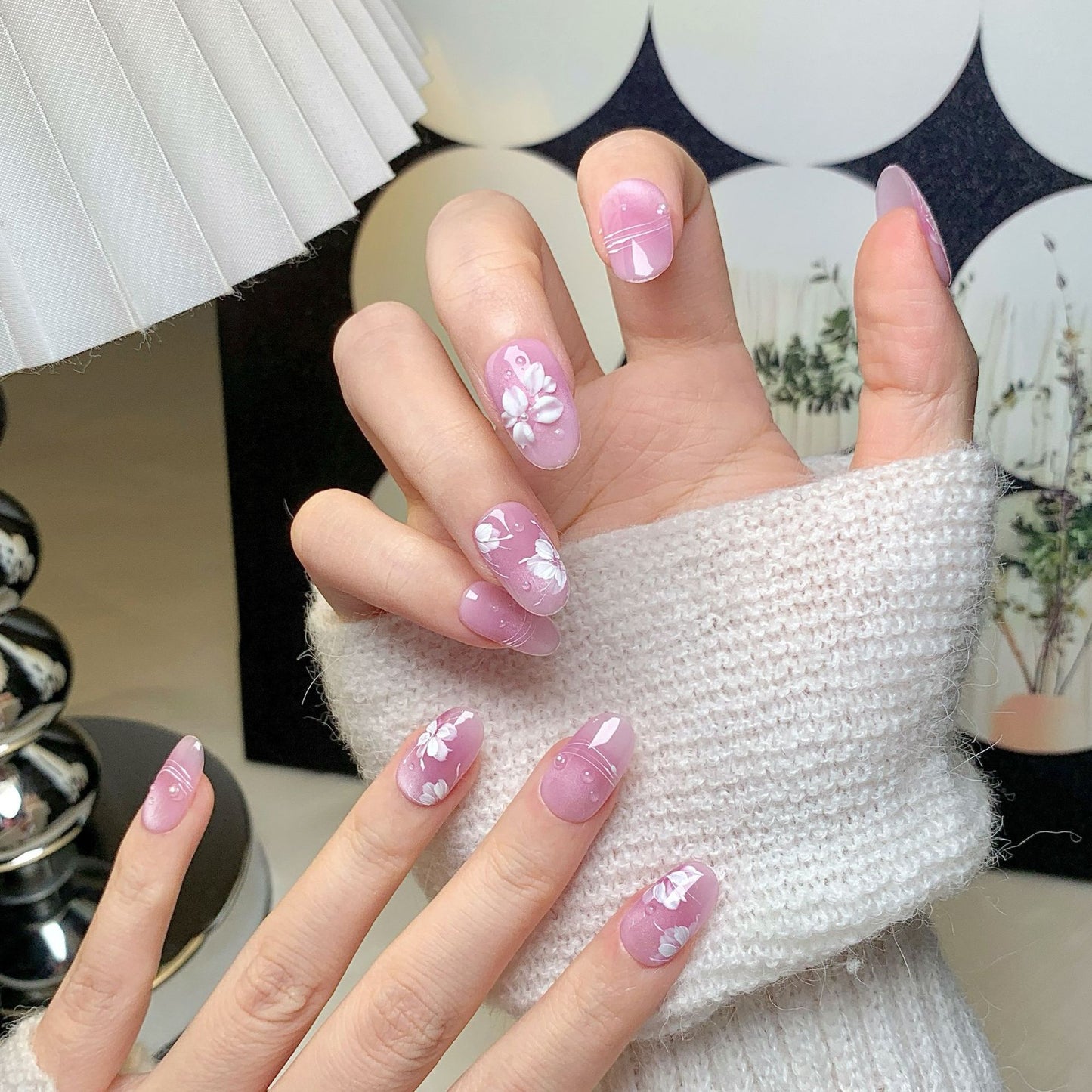 Clean Girl Iridescent Floral Press-On Nails: The Fairy Shimmer Set