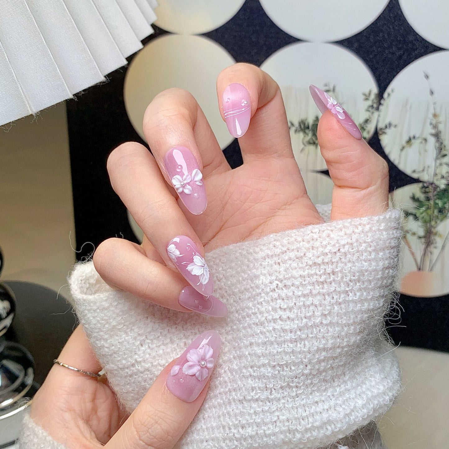 Clean Girl Iridescent Floral Press-On Nails: The Fairy Shimmer Set