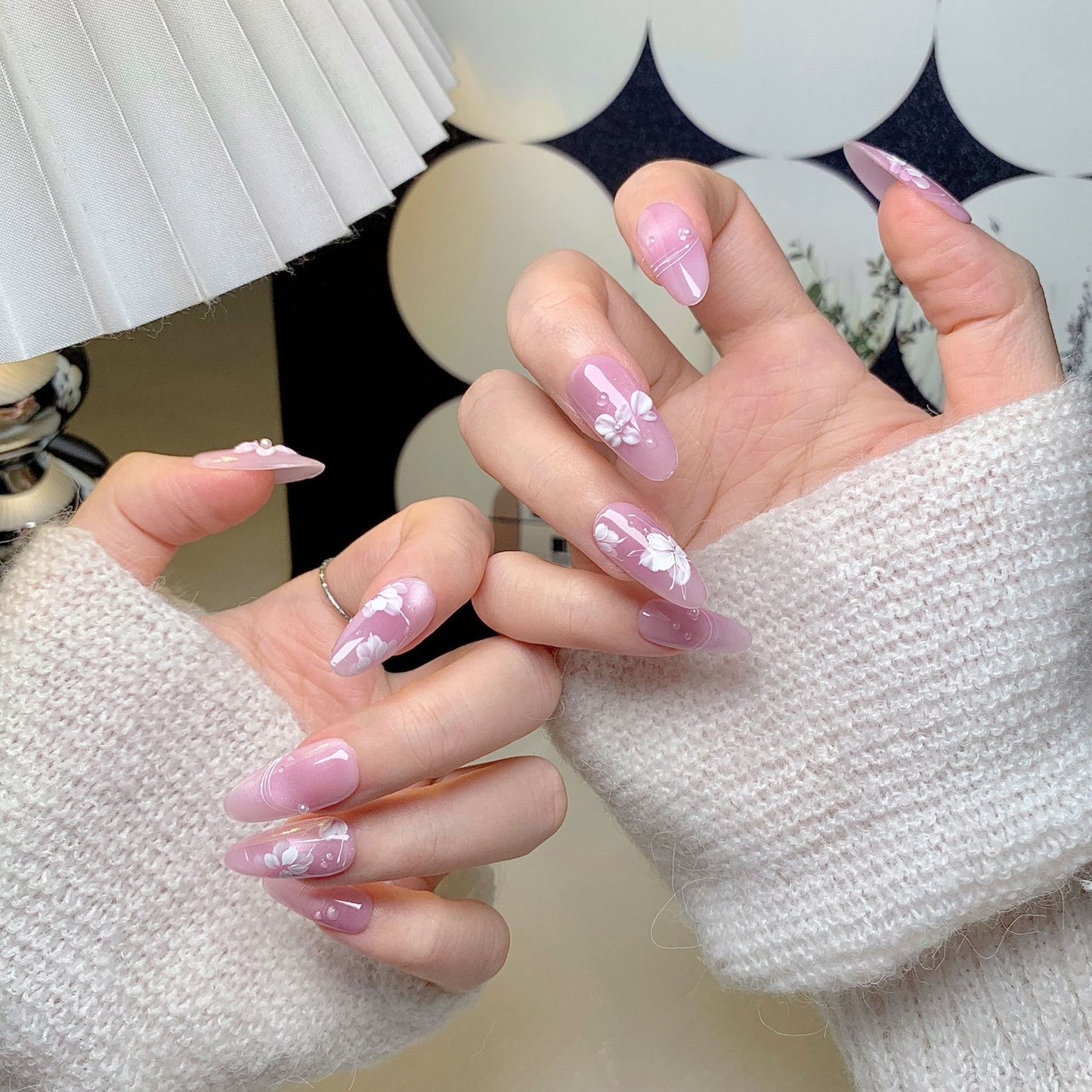 Clean Girl Iridescent Floral Press-On Nails: The Fairy Shimmer Set