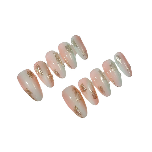 Clean Girl Ombre Press-On Nails: The Pink & Green Glitter Set