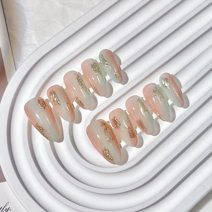 Clean Girl Ombre Press-On Nails: The Pink & Green Glitter Set