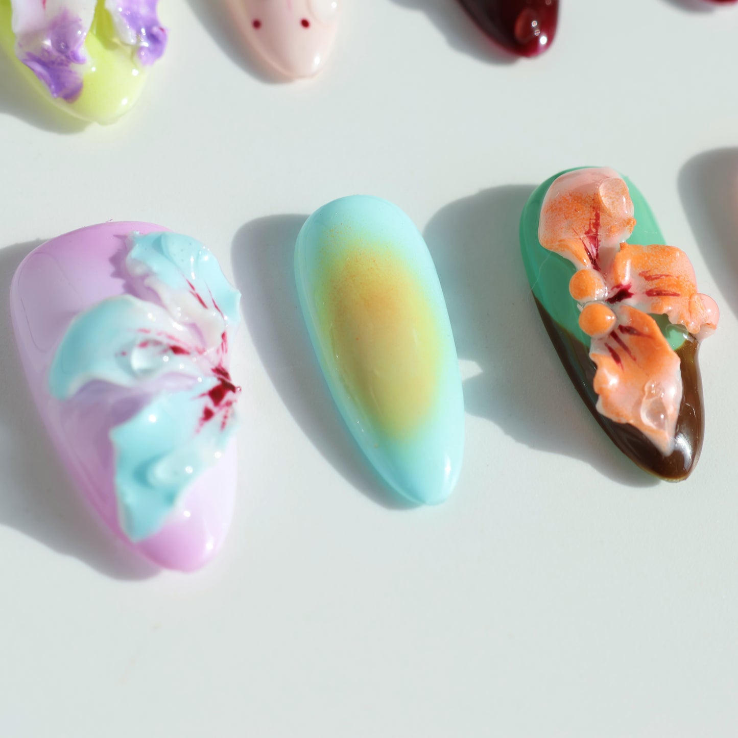 Blooming Garden Press-On Nails – 3D Floral & Color Blend