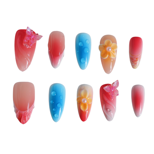 Blossom Charm Press-On Nails – Butterfly & Floral Accents