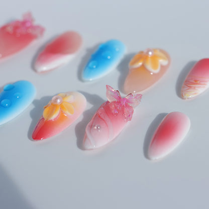 Blossom Charm Press-On Nails – Butterfly & Floral Accents