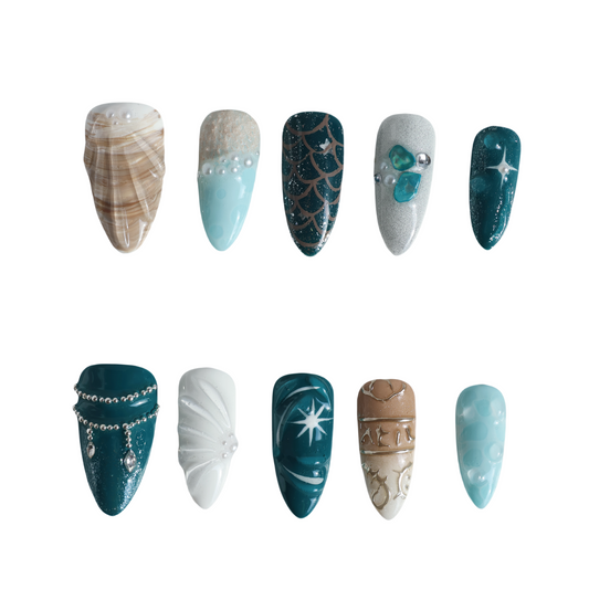 Mystic Ocean Press-On Nails – Seashell & Mermaid Vibes