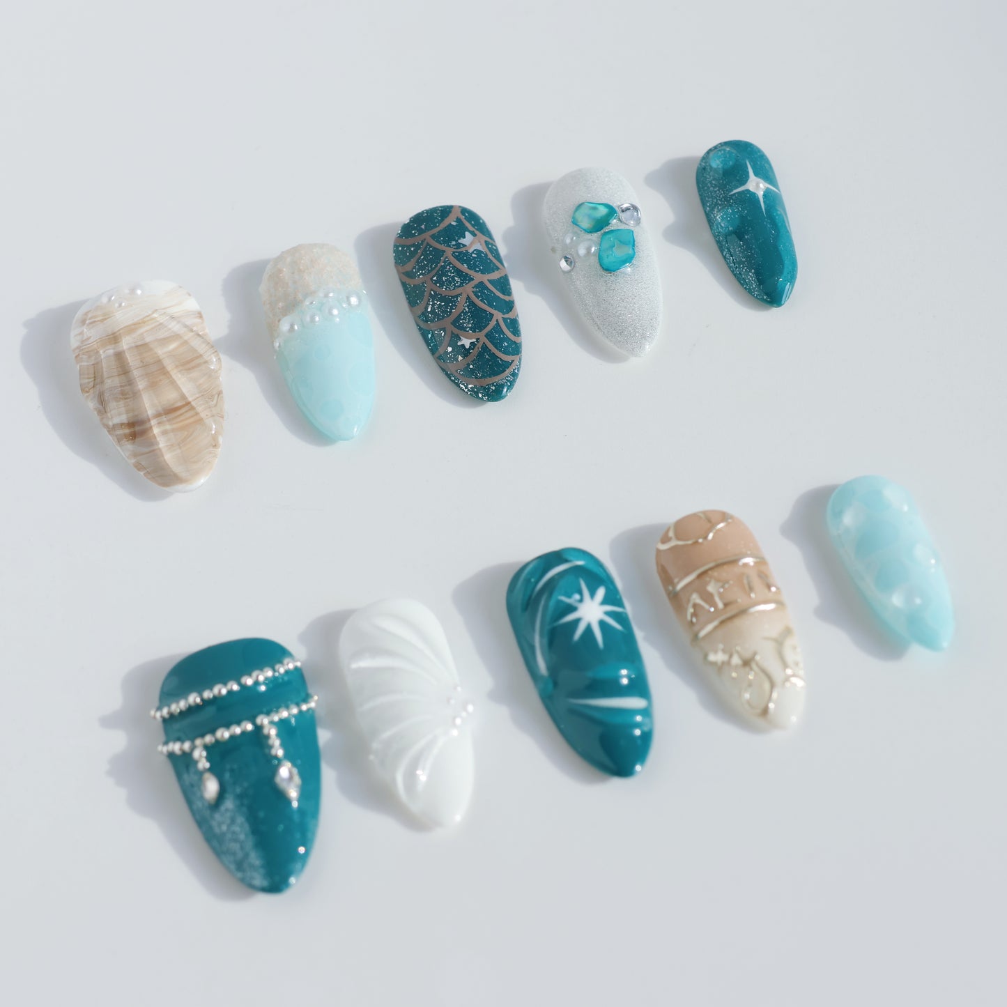 Mystic Ocean Press-On Nails – Seashell & Mermaid Vibes