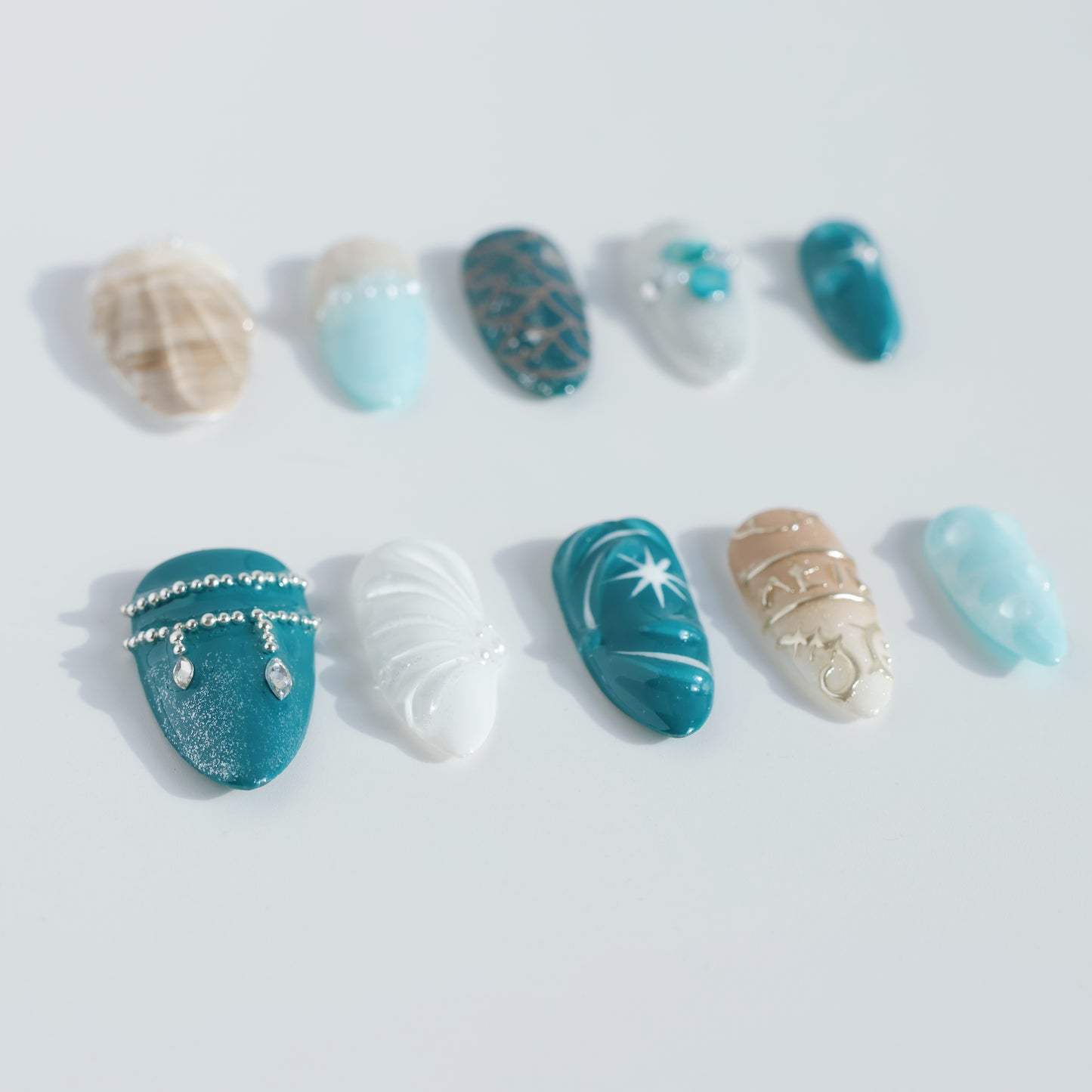 Mystic Ocean Press-On Nails – Seashell & Mermaid Vibes