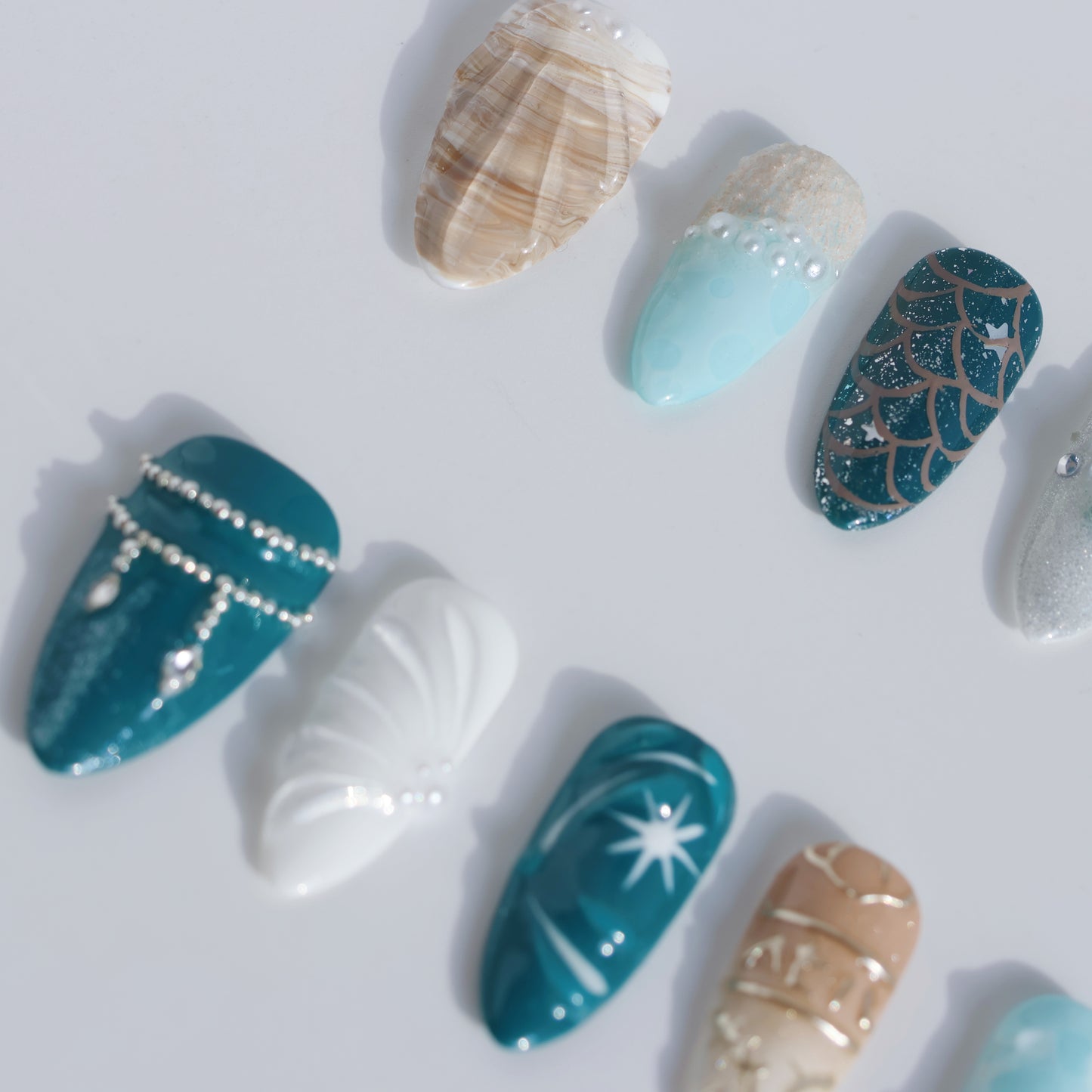 Mystic Ocean Press-On Nails – Seashell & Mermaid Vibes