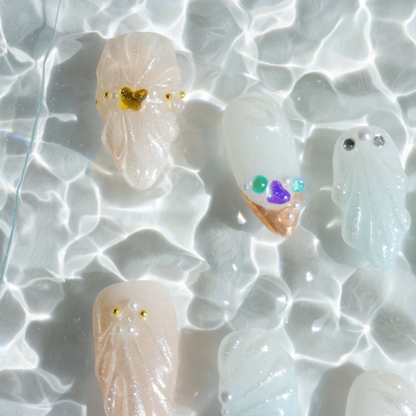 Ocean Pearl Press-On Nails – Shimmery Shell & Sea-Inspired Designs