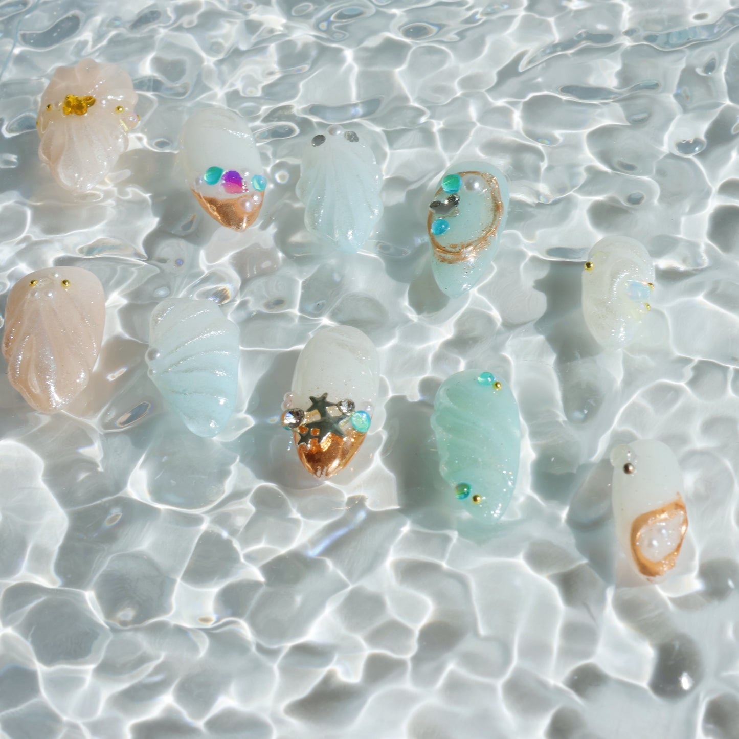 Ocean Pearl Press-On Nails – Shimmery Shell & Sea-Inspired Designs