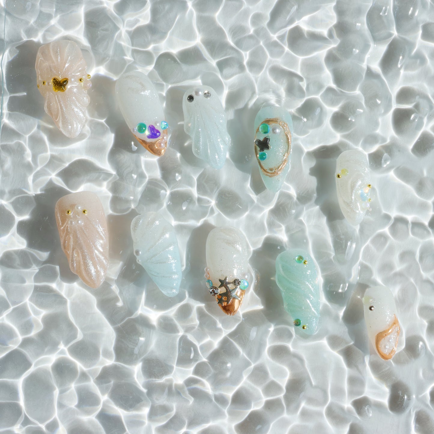 Ocean Pearl Press-On Nails – Shimmery Shell & Sea-Inspired Designs