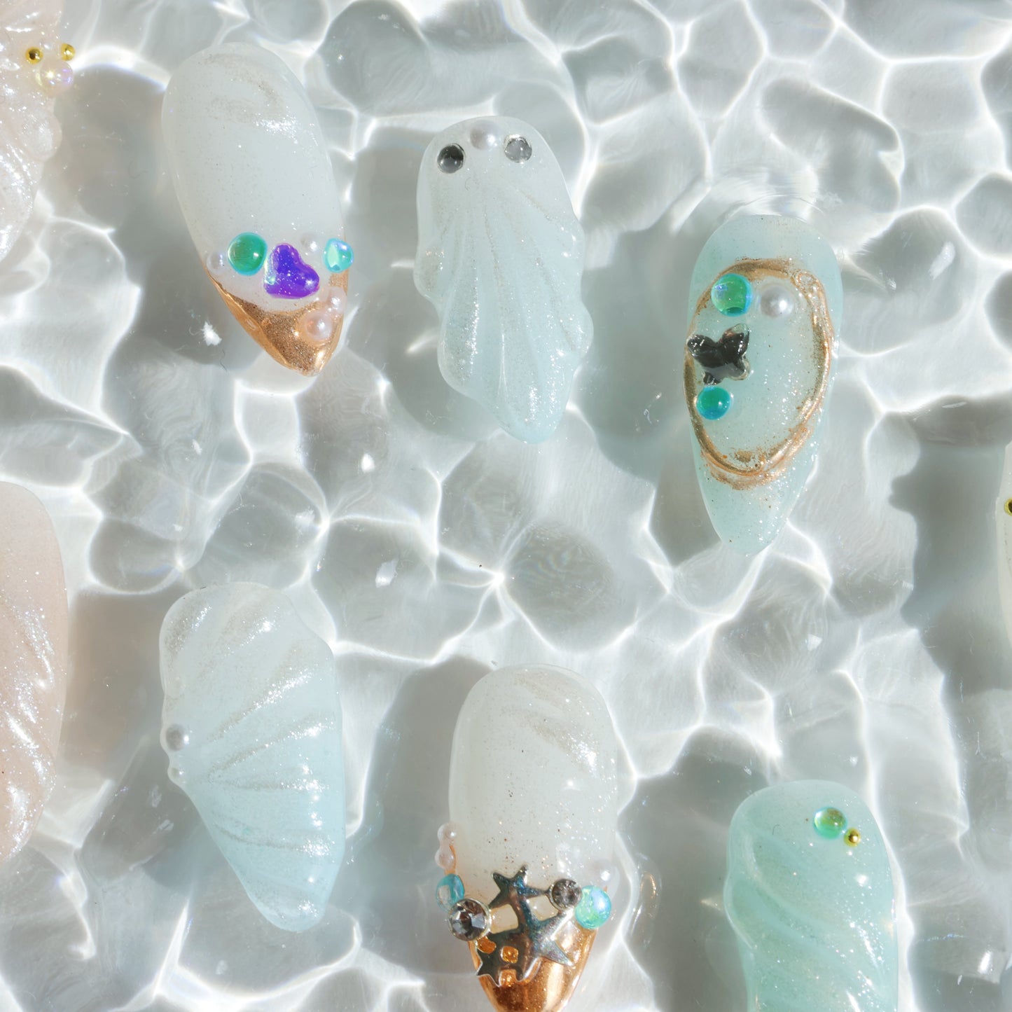 Ocean Pearl Press-On Nails – Shimmery Shell & Sea-Inspired Designs