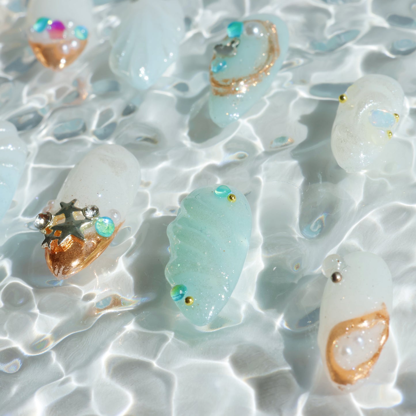 Ocean Pearl Press-On Nails – Shimmery Shell & Sea-Inspired Designs