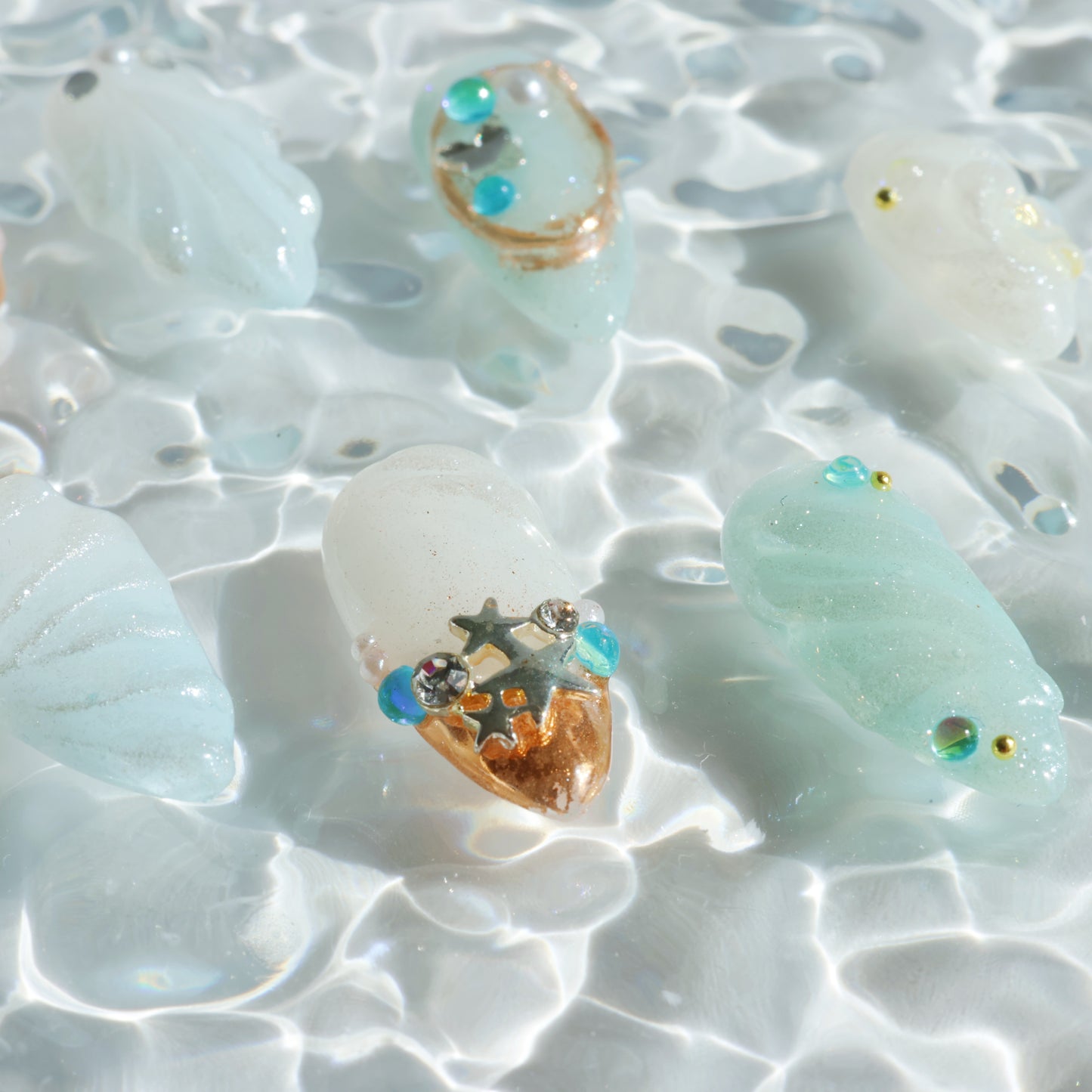 Ocean Pearl Press-On Nails – Shimmery Shell & Sea-Inspired Designs