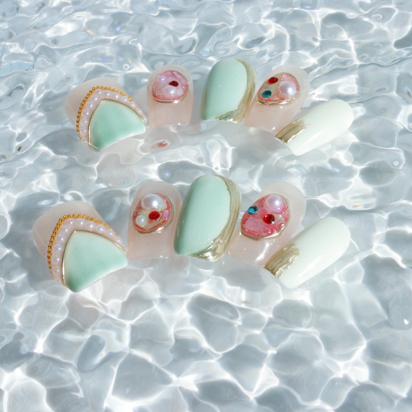 Mint Pearl Elegance Press-On Nails