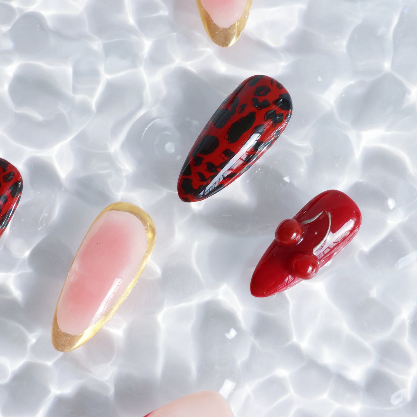 Cherry Kiss Leopard Glam Press-On Nails