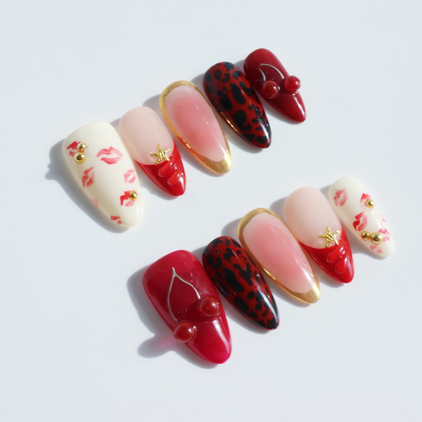Cherry Kiss Leopard Glam Press-On Nails