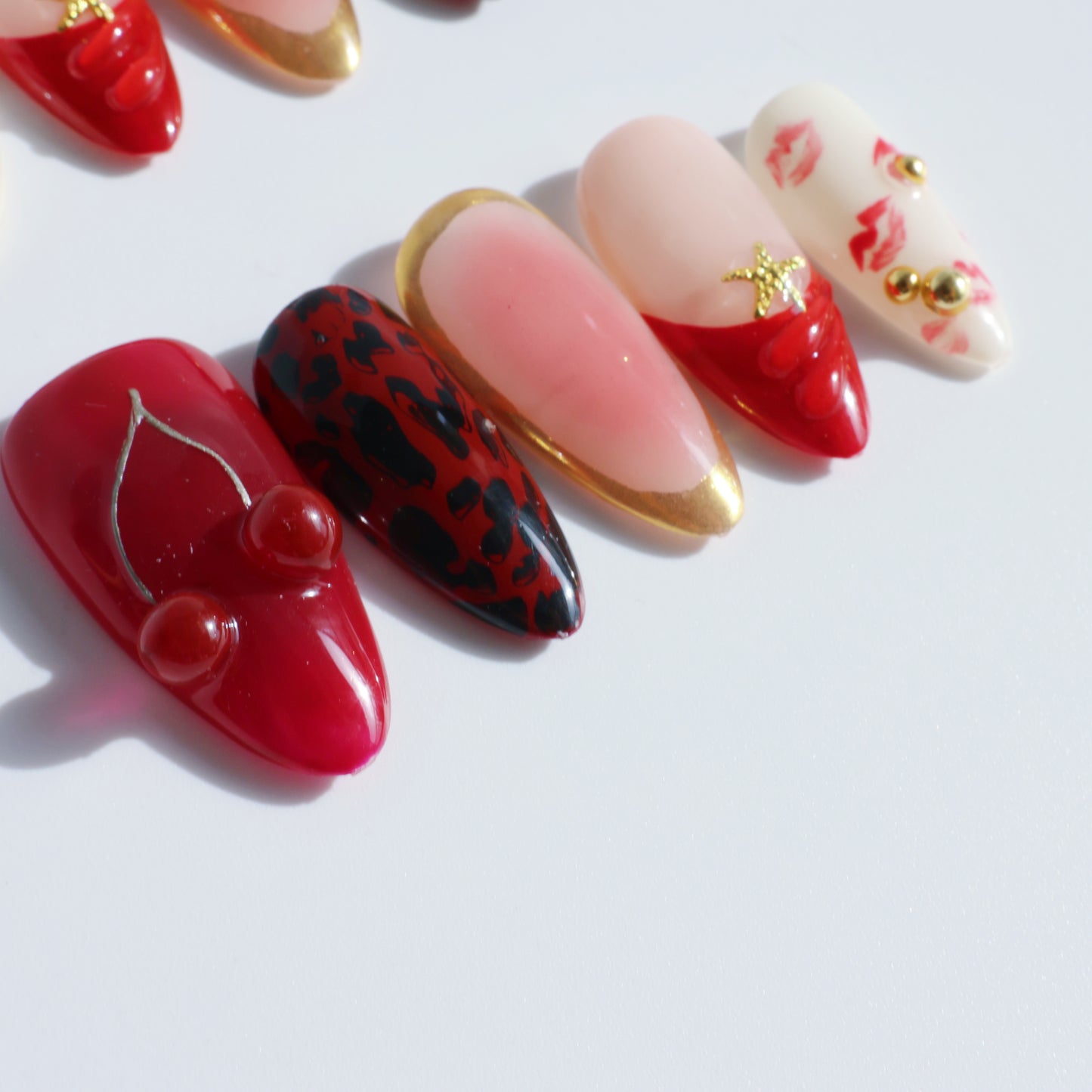 Cherry Kiss Leopard Glam Press-On Nails