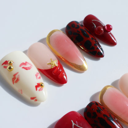 Cherry Kiss Leopard Glam Press-On Nails