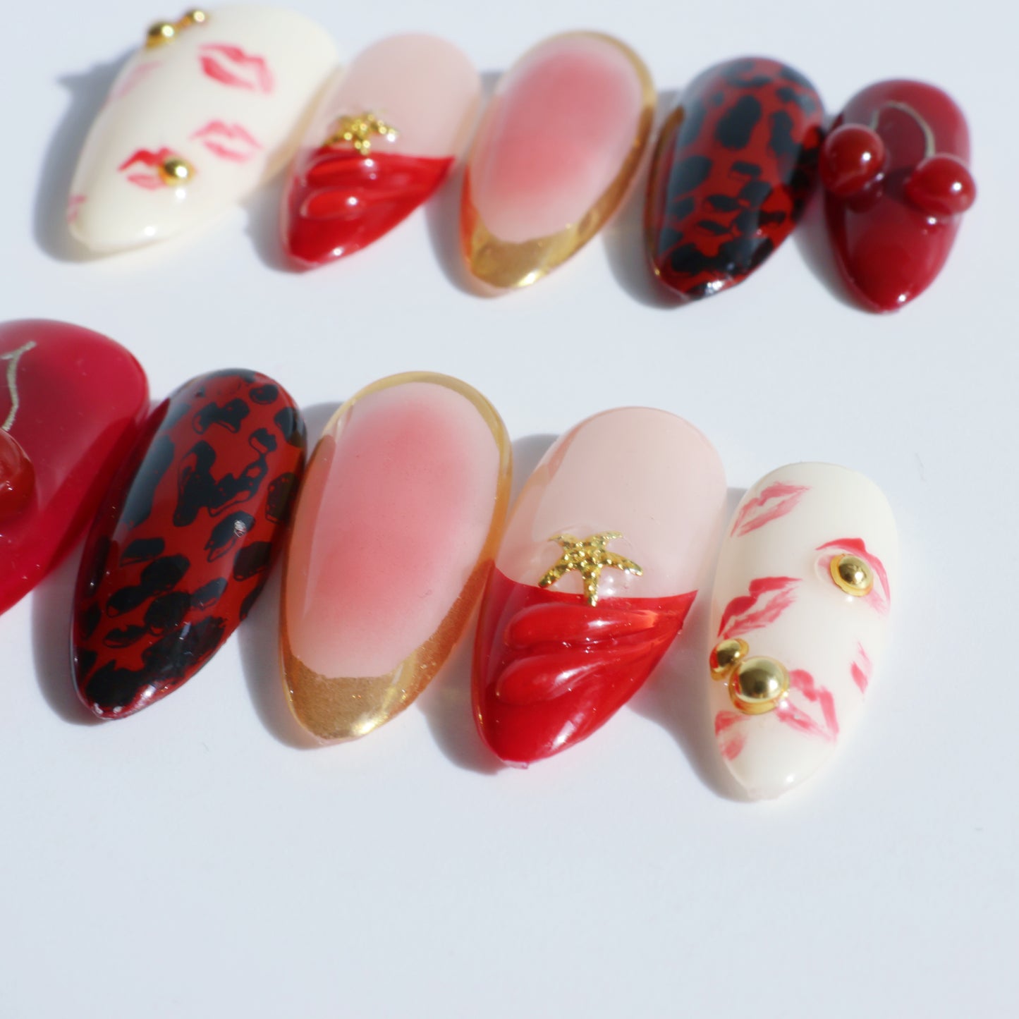 Cherry Kiss Leopard Glam Press-On Nails