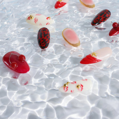 Cherry Kiss Leopard Glam Press-On Nails