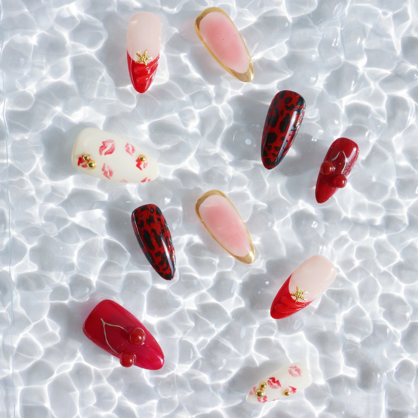 Cherry Kiss Leopard Glam Press-On Nails