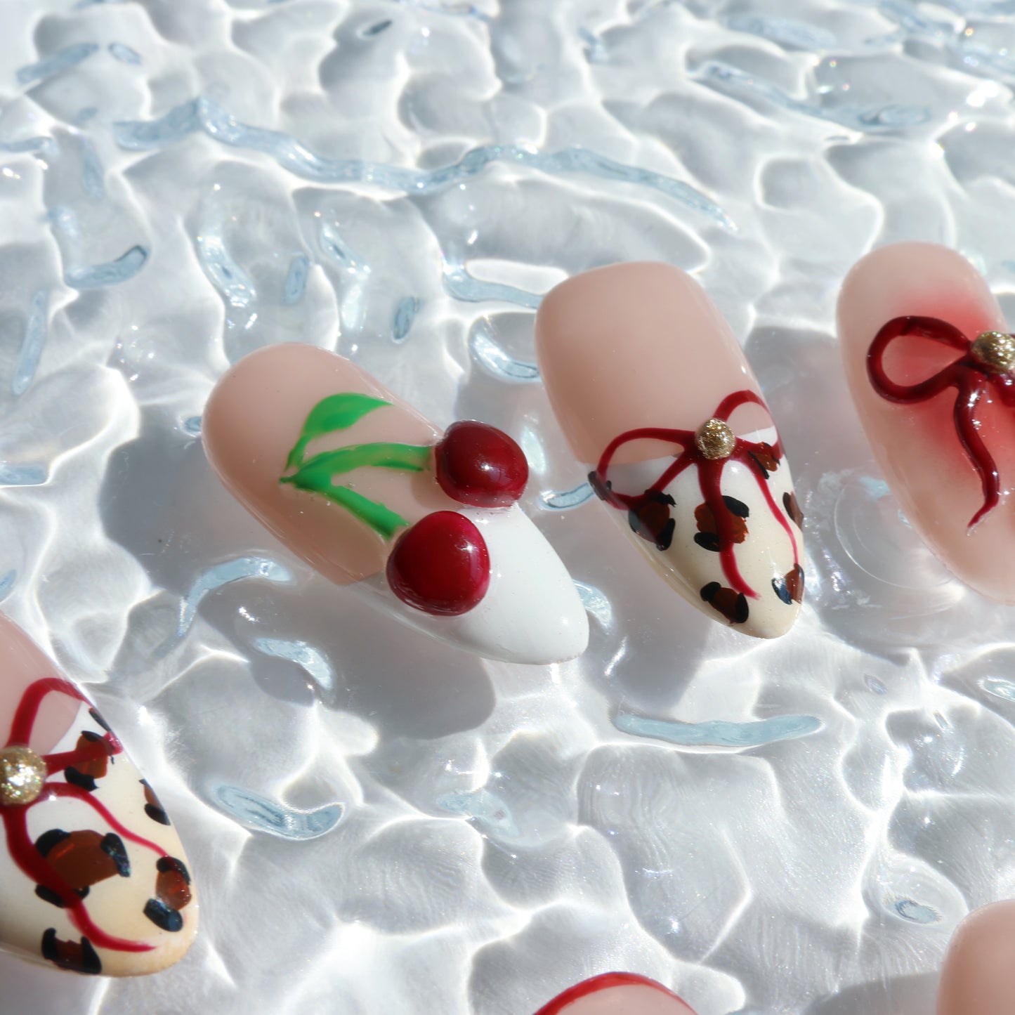 Cherry Leopard Lace Press-On Nails
