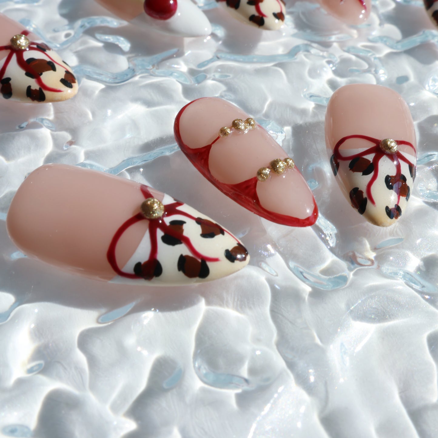 Cherry Leopard Lace Press-On Nails